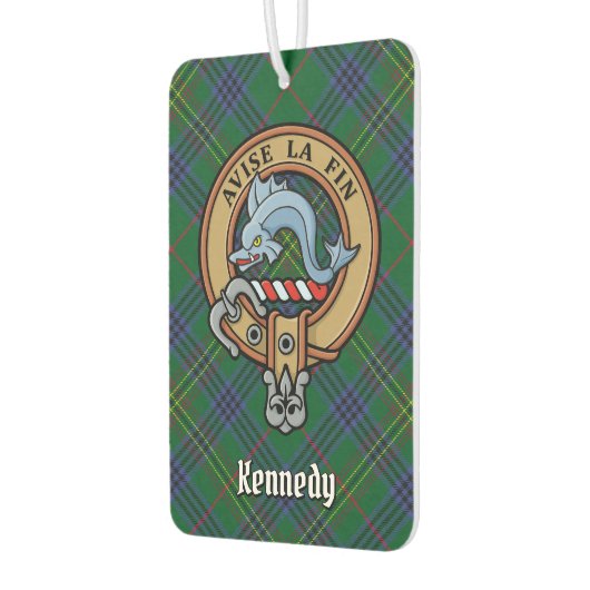 Clan Kennedy Crest over Tartan Luchtverfrisser (Links)