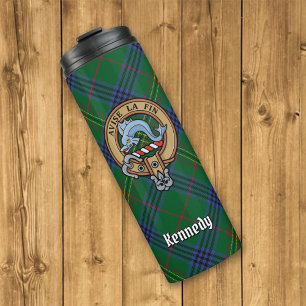 Clan Kennedy Crest over Tartan Thermosbeker