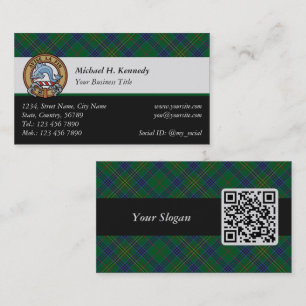 Clan Kennedy Crest over Tartan Visitekaartje