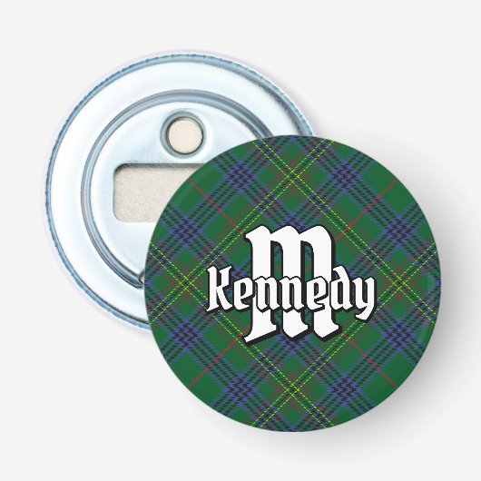 Clan Kennedy Tartan flesopener Button Flesopener (Voorkant)