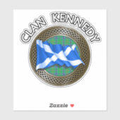 Clan Kennedy Tartan Knot & Flag Sticker (Vel)