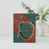 Clan Kennedy Tartan Sword & Shield Briefkaart (Staand voorkant)