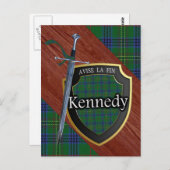 Clan Kennedy Tartan Sword & Shield Briefkaart (Voorkant / Achterkant)