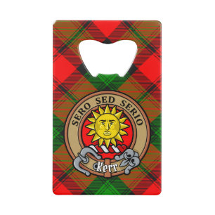 Clan Kerr Crest over Tartan Kredietkaart Flessenopener