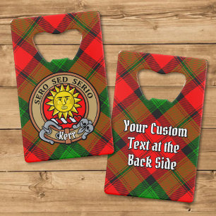 Clan Kerr Crest over Tartan Kredietkaart Flessenopener