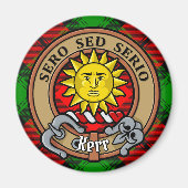 Clan Kerr Crest over Tartan Magneet (Voorkant)