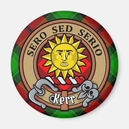Clan Kerr Crest over Tartan Magneet (Voorkant)