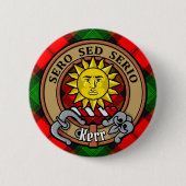 Clan Kerr Crest over Tartan Ronde Button 5,7 Cm (Voorkant)
