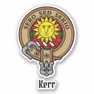 Clan Kerr Crest over Tartan Sticker