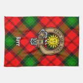 Clan Kerr Crest over Tartan Theedoek (Horizontaal)