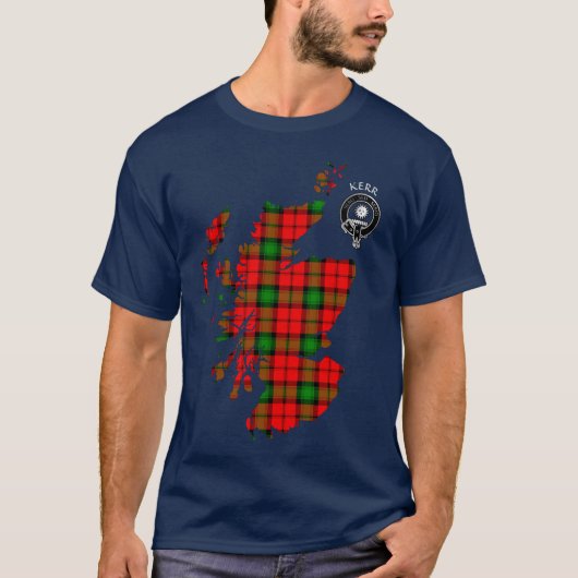 Clan Kerr Tartan Carte & T-shirt Crest (Devant)