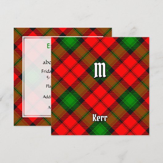 Clan Kerr Tartan Kaart (Voorkant / Achterkant)