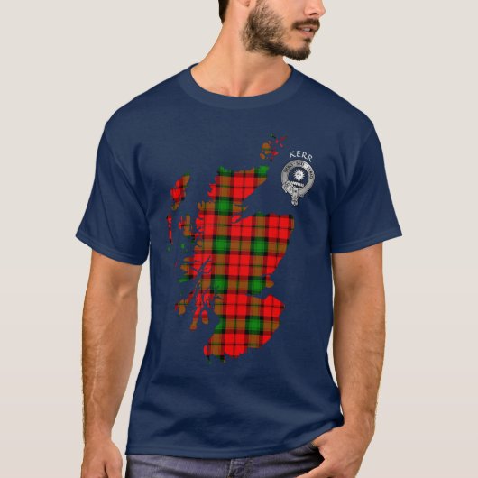 Clan Kerr Tartan Map & Crest T-Shirt (Voorkant)