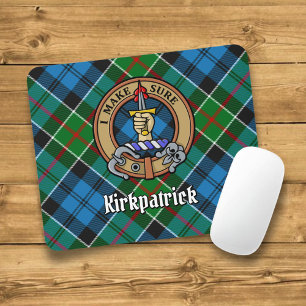 Clan Kirkpatrick Crest over Tartan Muismat