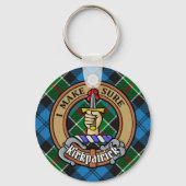 Clan Kirkpatrick Crest over Tartan Sleutelhanger (Voorkant)