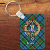 Clan Kirkpatrick Crest over Tartan Sleutelhanger (Voorkant)