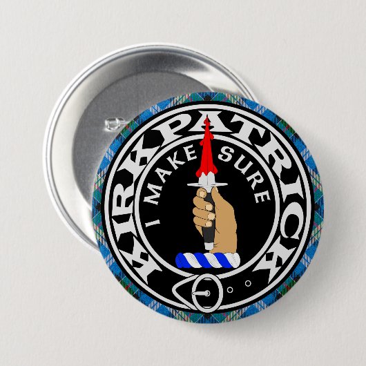 CLAN KIRKPATRICK CREST RONDE BUTTON 7,6 CM (Voorkant /achterkant)