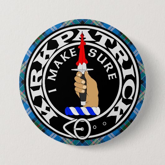 CLAN KIRKPATRICK WAPEN RONDE BUTTON 7,6 CM (Voorkant)