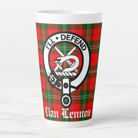 Clan Lennox Crest Badge & Tartan Latte Mok (Voorkant)