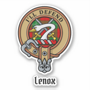 Clan Lennox Crest over Tartan Sticker