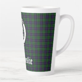 Clan Leslie Crest Badge en Tartan Latte Mok