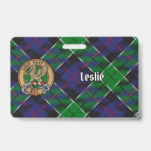 Clan Leslie Crest over de jacht op Tartan Badge