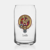 Clan Leslie Crest over Red Tartan Blikvorm Glas (Voorkant)
