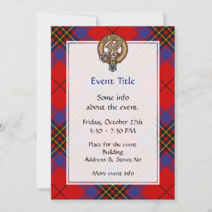 Clan Leslie Crest over Red Tartan Kaart