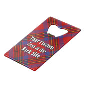 Clan Leslie Crest over Red Tartan Kredietkaart Flessenopener (Achterkant Gekanteld)