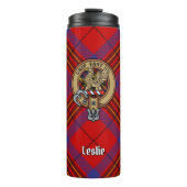 Clan Leslie Crest over Red Tartan Thermosbeker (Voorkant)