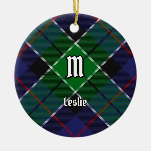 Clan Leslie Hunting Tartan Keramisch Ornament (Voorkant)