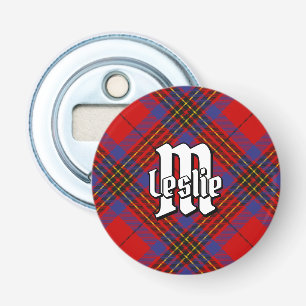 Clan Leslie Red Tartan Button Flesopener