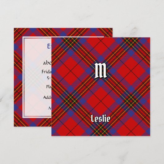 Clan Leslie Red Tartan Kaart (Voorkant / Achterkant)