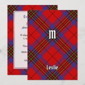 Clan Leslie Red Tartan Kaart (Voorkant / Achterkant)