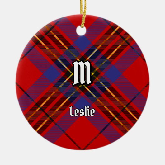 Clan Leslie Red Tartan Keramisch Ornament (Voorkant)