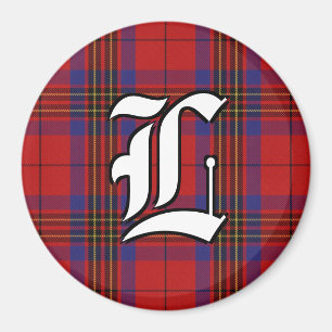 Clan Leslie Rood en Blauw Tartan Schotse Plaid Acc Magneet