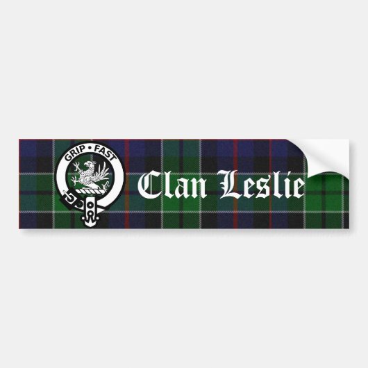 Clan Leslie Tartan & Crest Bumper Sticker (Devant)