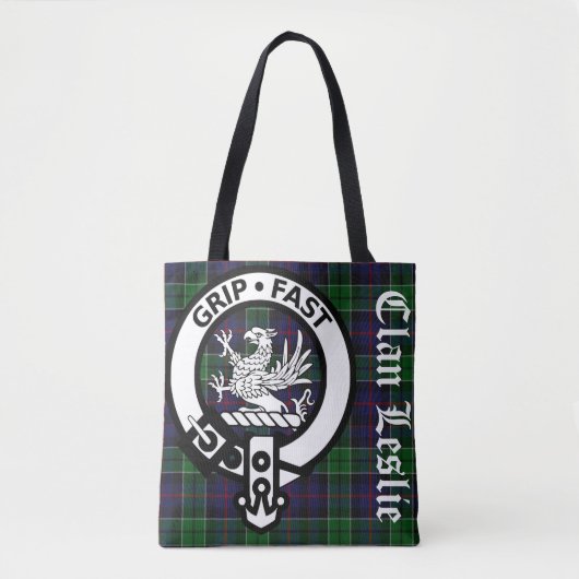 Clan Leslie Tartan & Crest Canvas tas (Voorkant)