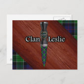 Clan Leslie Tartan Sgian Dubh Blade Briefkaart (Voorkant / Achterkant)