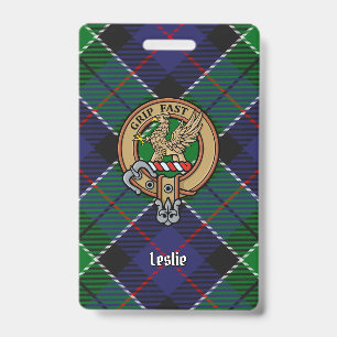Clan Leslie Wapen over Hunting Tartan Badge
