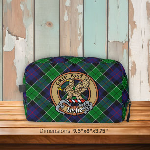 Clan Leslie Wapen over Hunting Tartan Toilettasje
