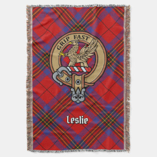 Clan Leslie-wapen over rode tartan Deken