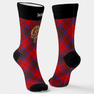 Clan Leslie-wapen over rode tartan Sokken