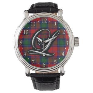 Clan Lindsay Lindsey Letter L Monogram Tartan Horloge