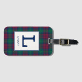 Clan Lindsay Tartan Monogrammed Bagagelabel (Voorkant (horizontaal))