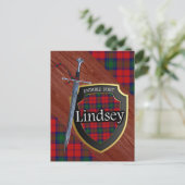 Clan Lindsey Tartan Sword & Shield Briefkaart (Staand voorkant)
