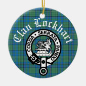 Clan Lockhart Crest Badge & Tartan Keramisch Ornament (Voorkant)