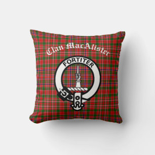 Clan MacAlister Crest Badge & Tartan Kussen
