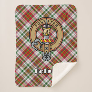 Clan MacAlister Crest over Jurk Tartan Sherpa Deken