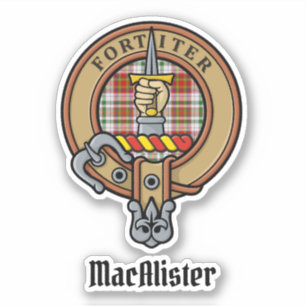 Clan MacAlister Crest over Jurk Tartan Sticker